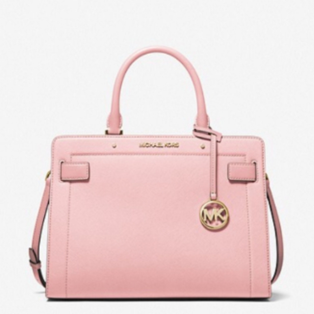 Michael Kors Rayne Medium Saffiano Leather Satchel in Powder Blush